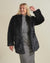 Woman wearing Black Panther Collared Faux Fur Coat, front view 2