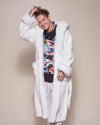 Man wearing Arctic Wolf Classic Faux Fur Robe, front view 3