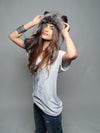 Female Wearing Grey Wolf 1/2 SpiritHood