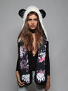 Panda Cherry Blossom Bear Hooded Faux Fur