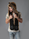 Man wearing Red Wolf Faux Fur Hood, side view 1