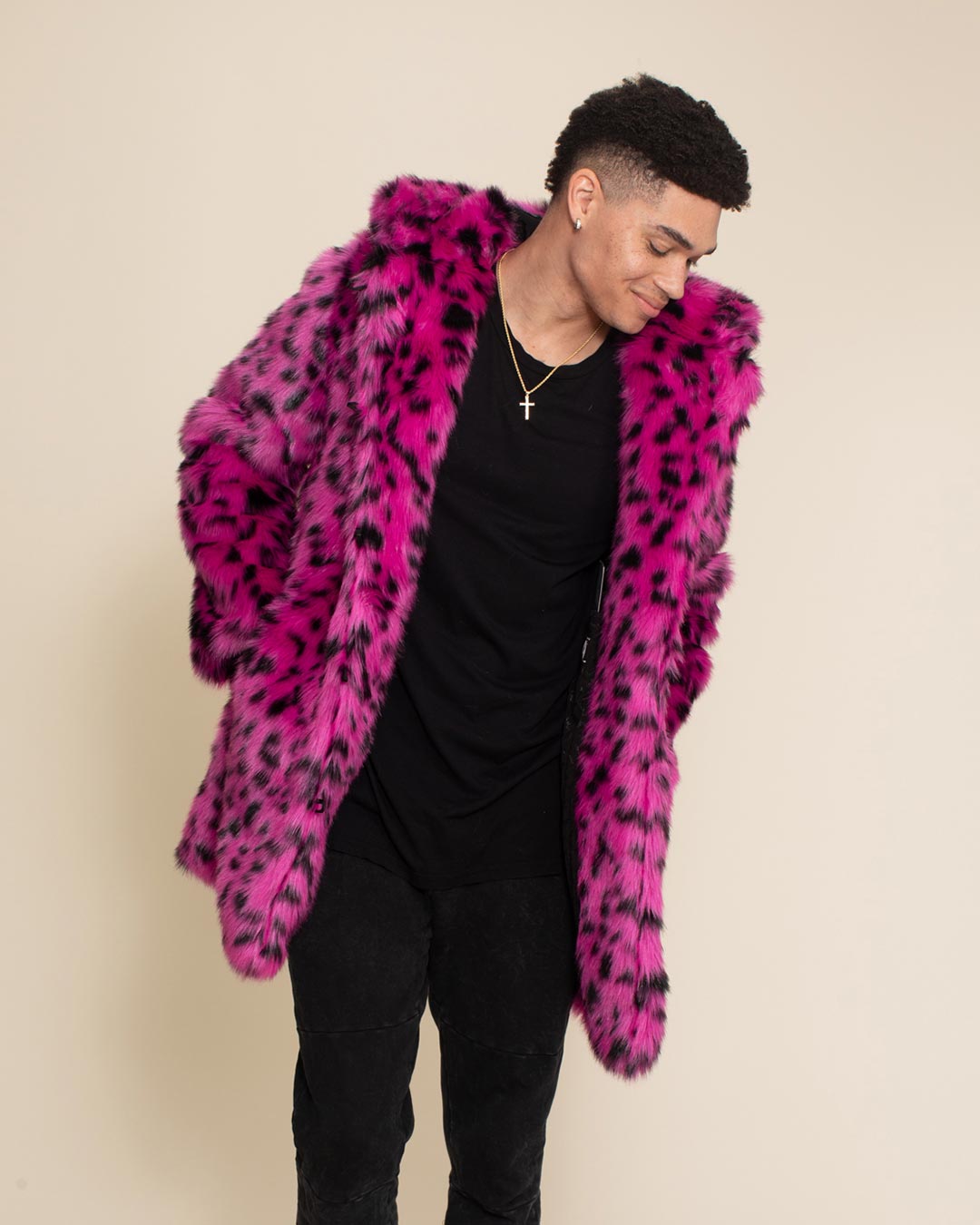 Pink Cheetah Classic Collector Edition Faux Fur Coat | Men's