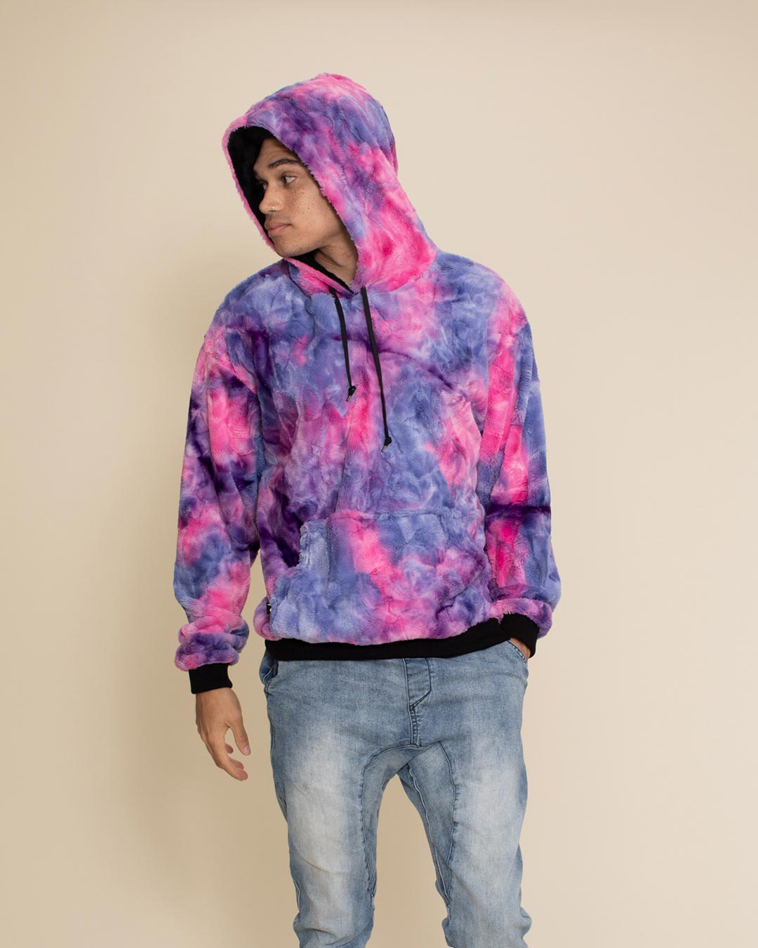 Cotton Candy Cat Hooded ULTRA SOFT Faux Fur Hoodie | Men&#39;s