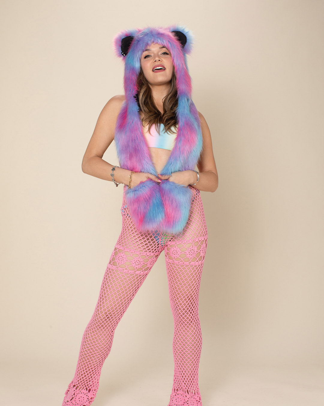 Cotton Candy Bear Collector Edition Faux Fur Hood | Women's
