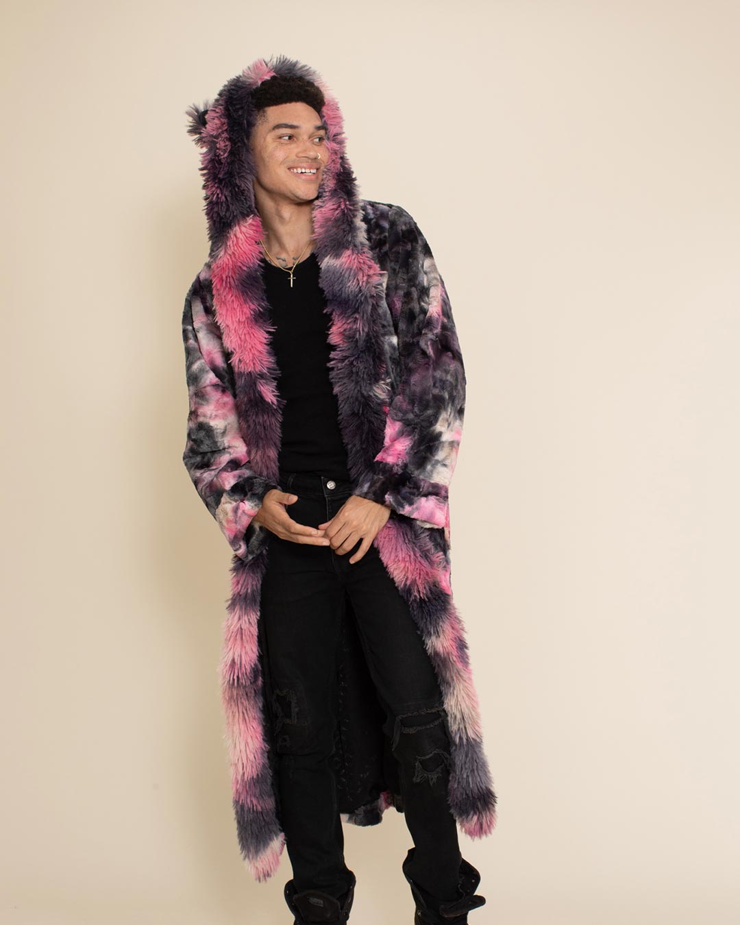 Ink Spotted Leopard Classic Collector Edition Faux Fur Style Robe | Men's