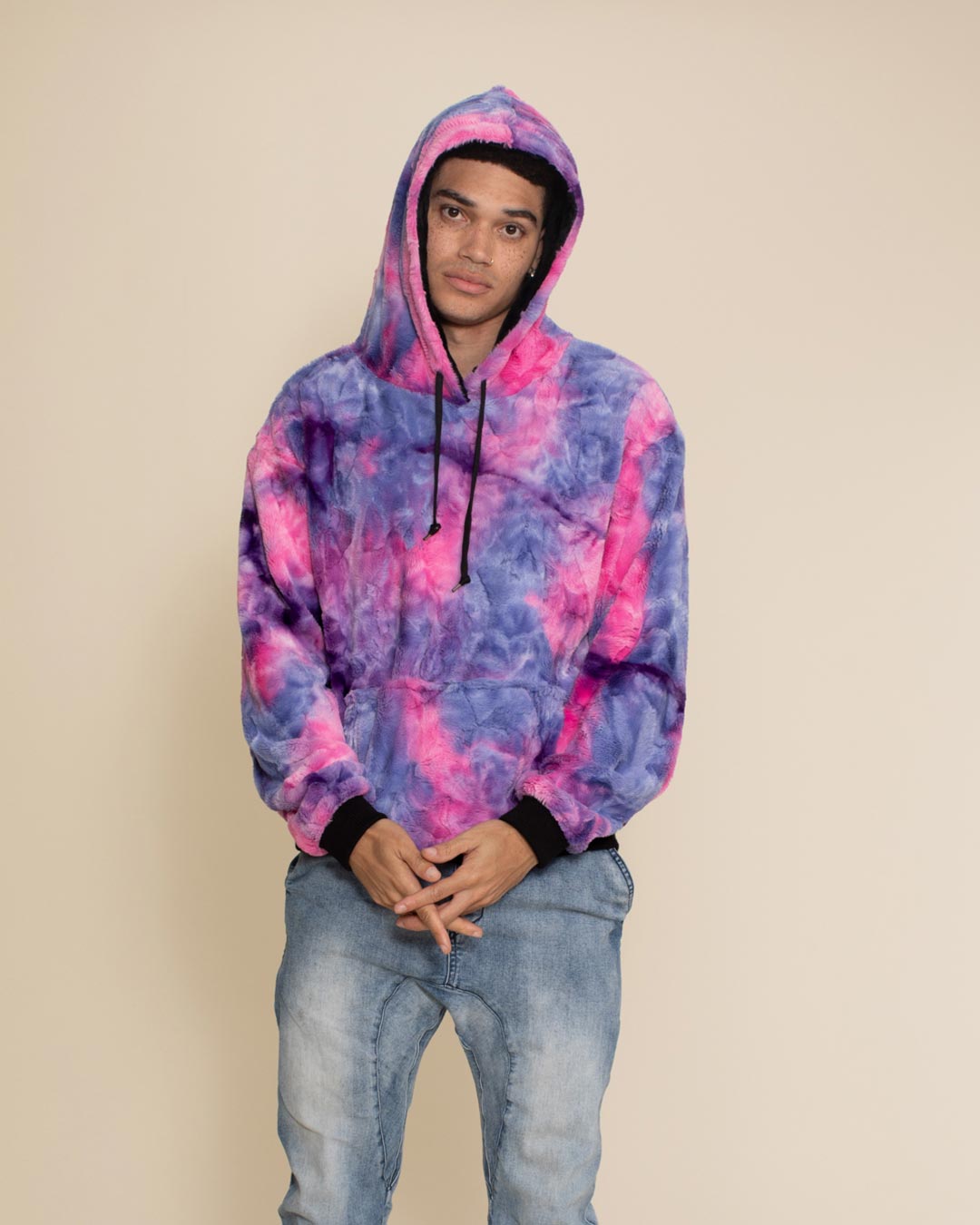 Cotton Candy Cat Hooded ULTRA SOFT Faux Fur Hoodie | Men's