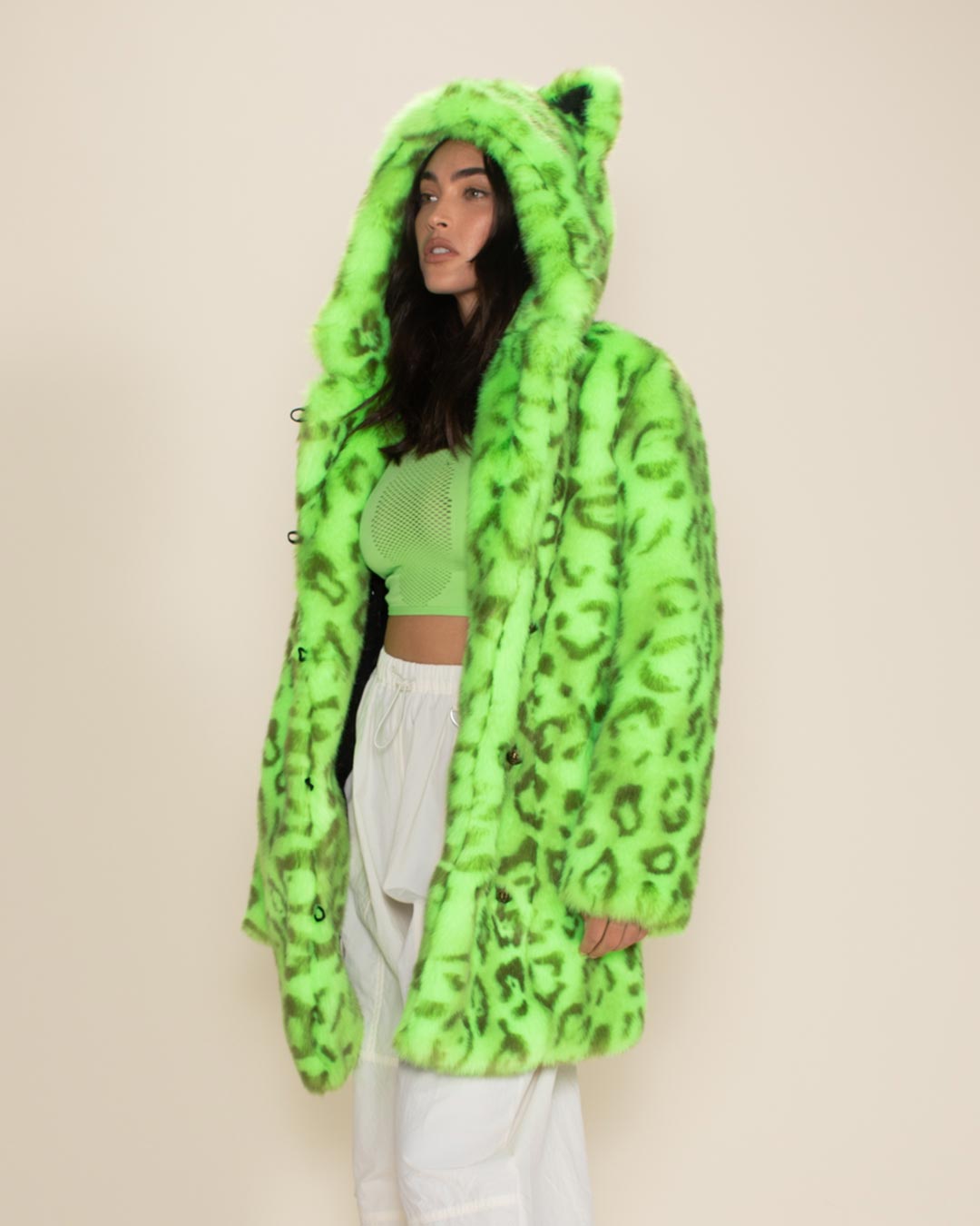 Neon Green Leopard Classic Collector Edition Faux Fur Coat | Women's