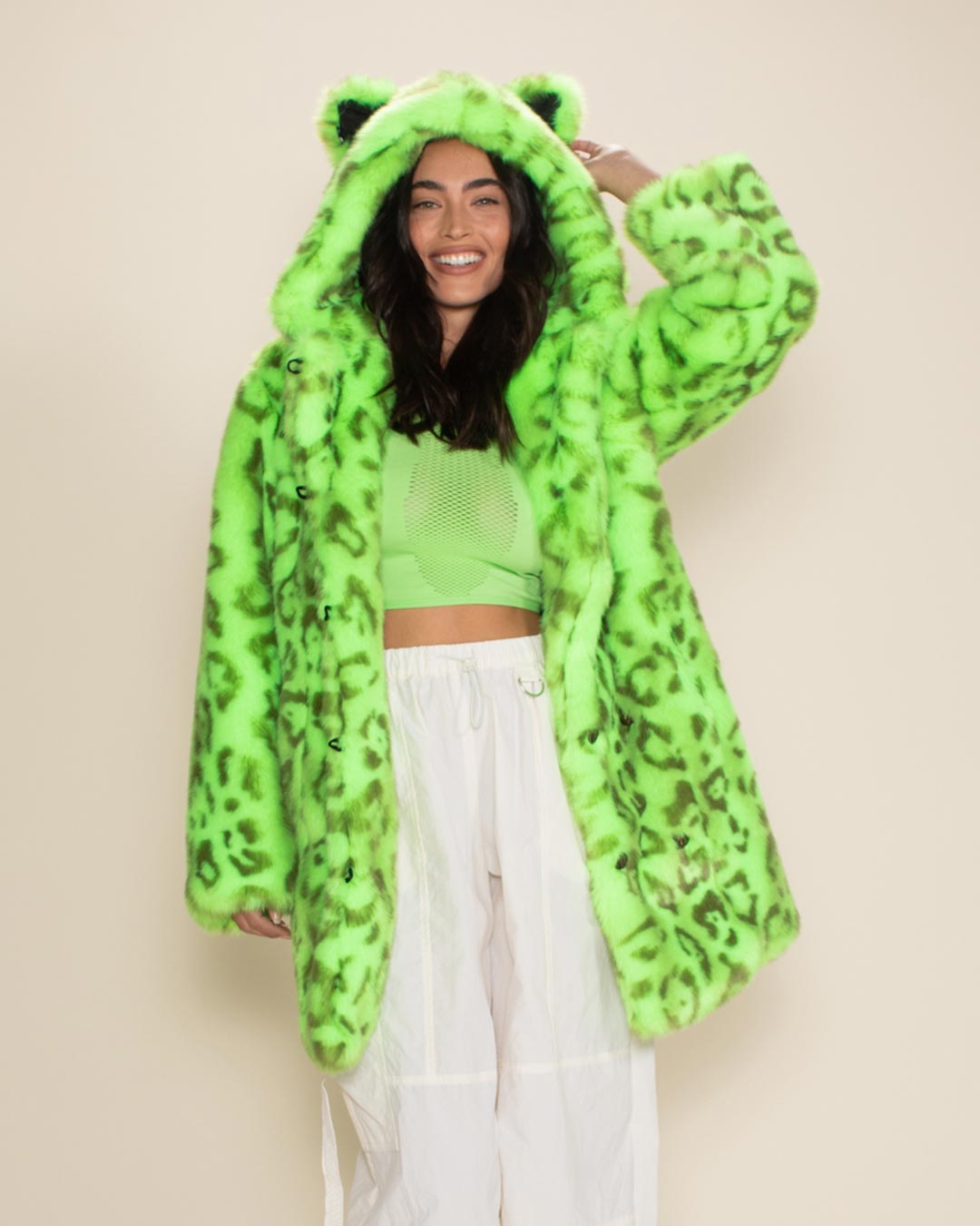 Neon Green Leopard Classic Collector Edition Faux Fur Coat | Women's