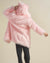 Back View of Flamingo Wolf Classic Faux Fur Coat with Hood on Man