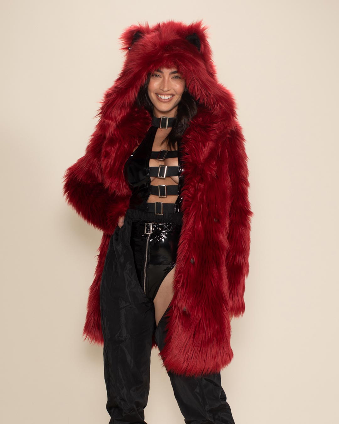 Red Velvet Wolf Classic Faux Fur Coat | Women's
