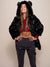 Woman wearing Black Panther Classic Faux Fur Coat, front view 2