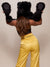 Woman wearing Black Wolf Faux Fur Hood, back view 1