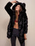 Woman wearing Black Panther Classic Faux Fur Coat, front view 6