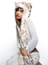 Siberian Snow Leopard Faux Fur SpiritHood on Female Model