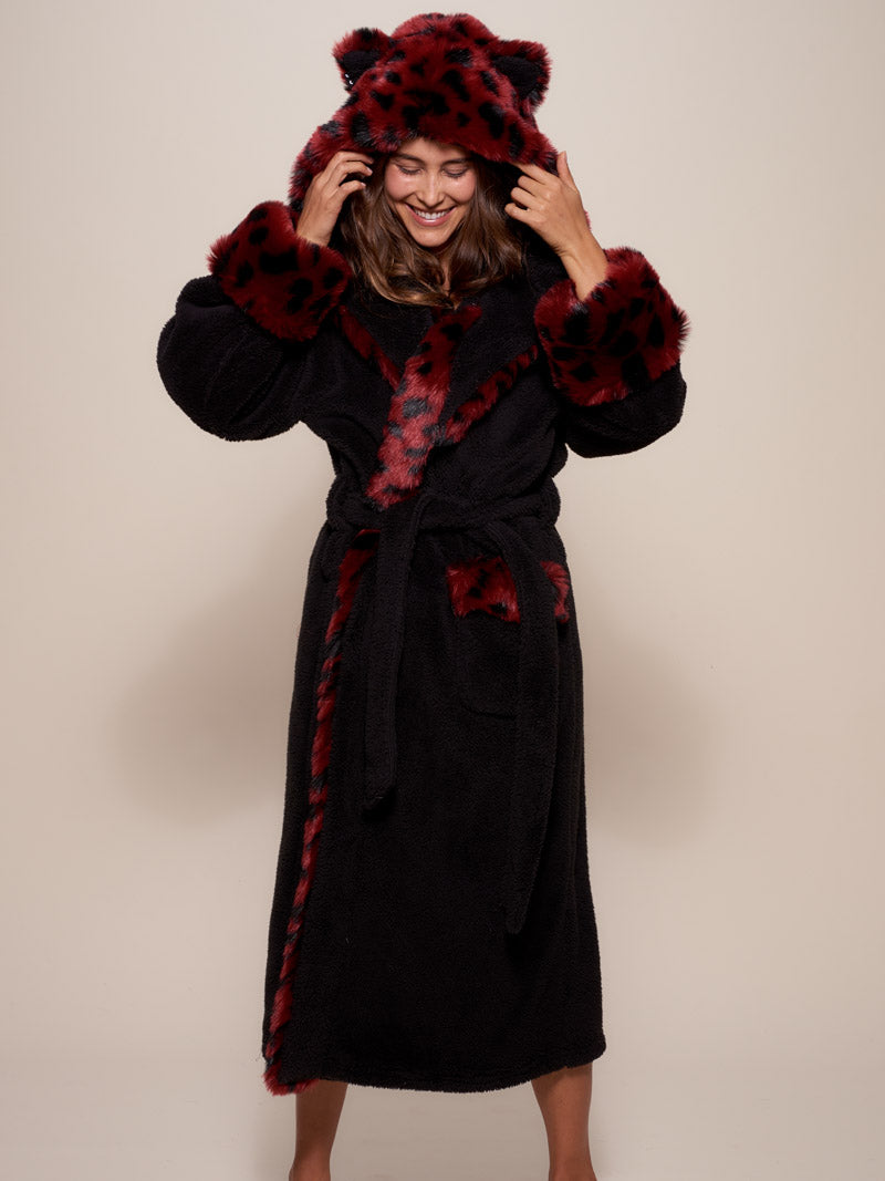 Wild Cat Classic Faux Fur Robe with Hood on Female