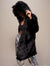 Woman wearing Black Wolf Classic Faux Fur Coat, side view 1