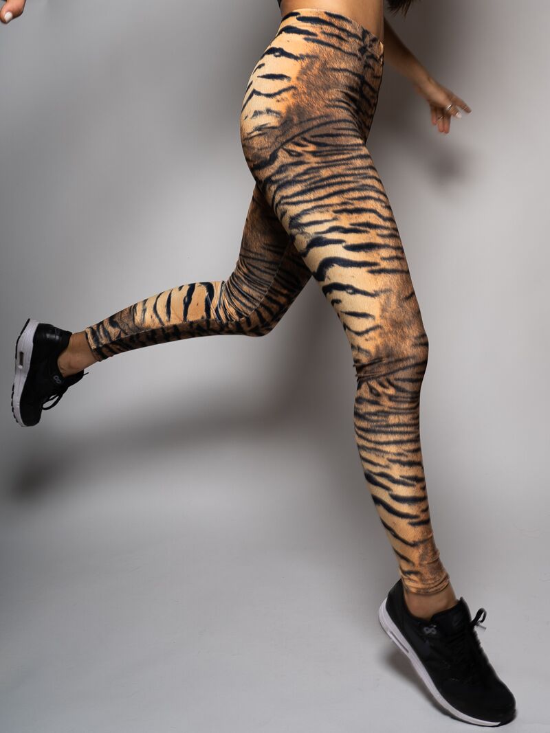 Jumping Legs Wearing Poly-Velvet with Tiger Design