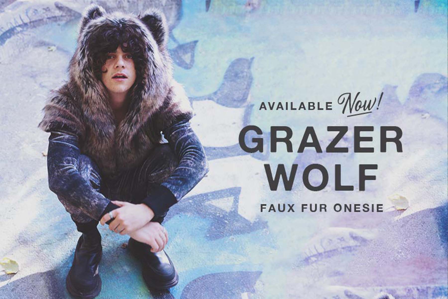 Jack Grazer wearing Grazer Wolf Faux Fur Onesie
