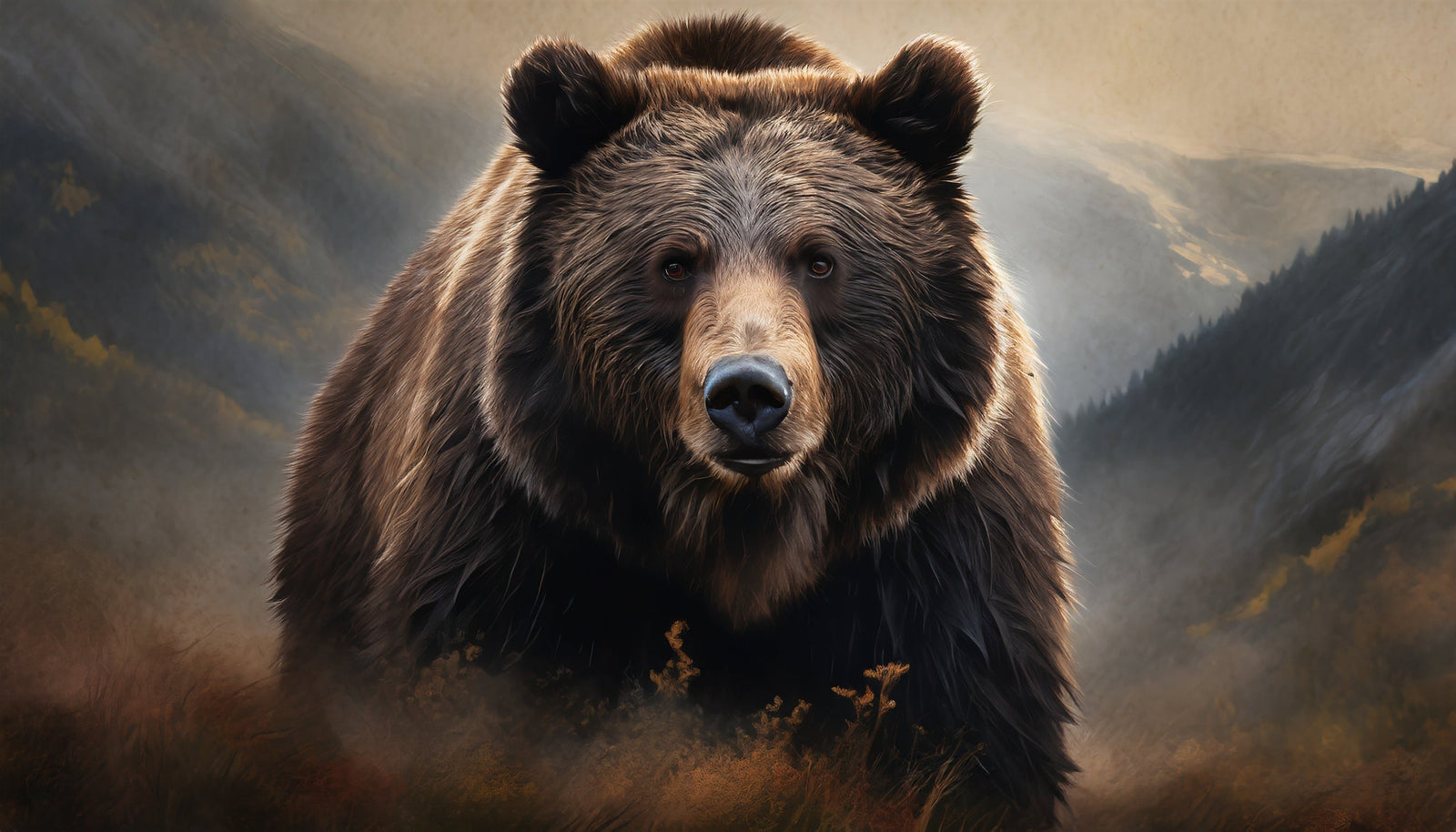 An AI image of a brown bear's face.