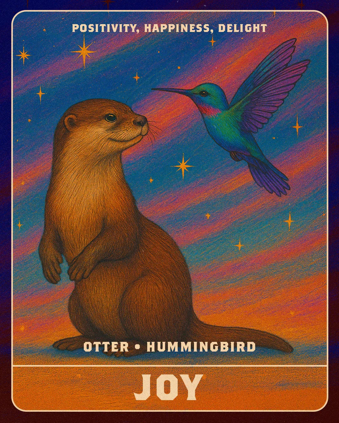 An AI image of an otter and a hummingbird.