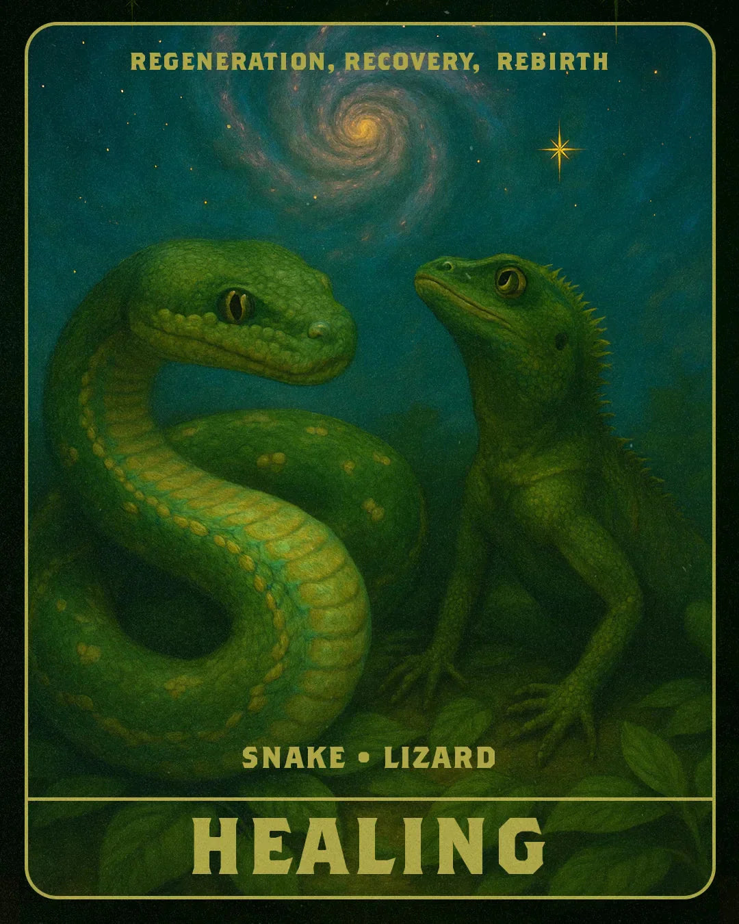 An AI image of a snake and a lizard.