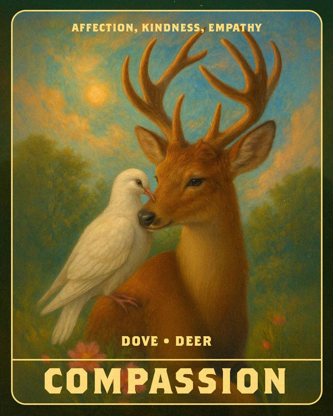 An AI image of a Deer and a Dove.