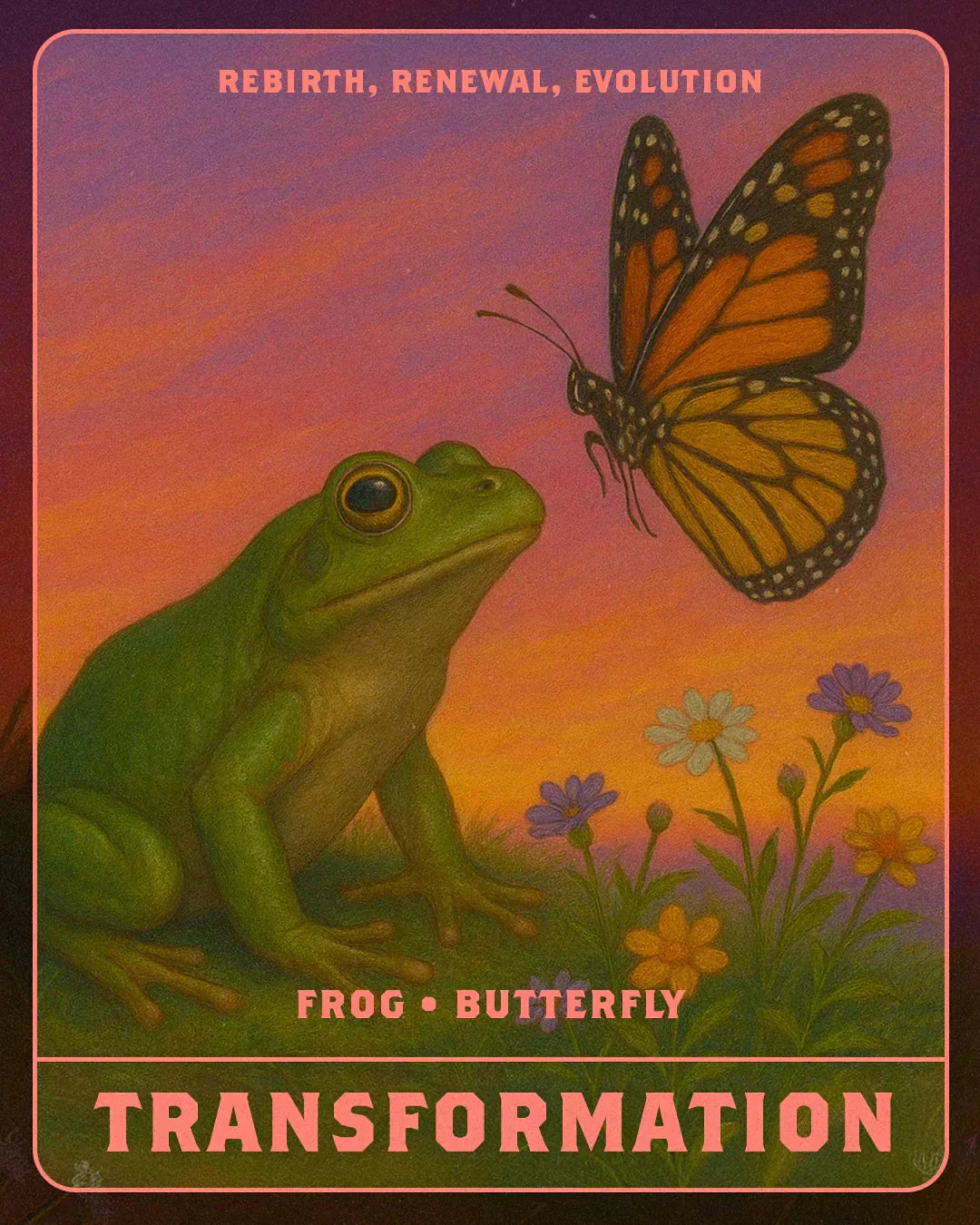 An AI image of a frog and a butterfly.