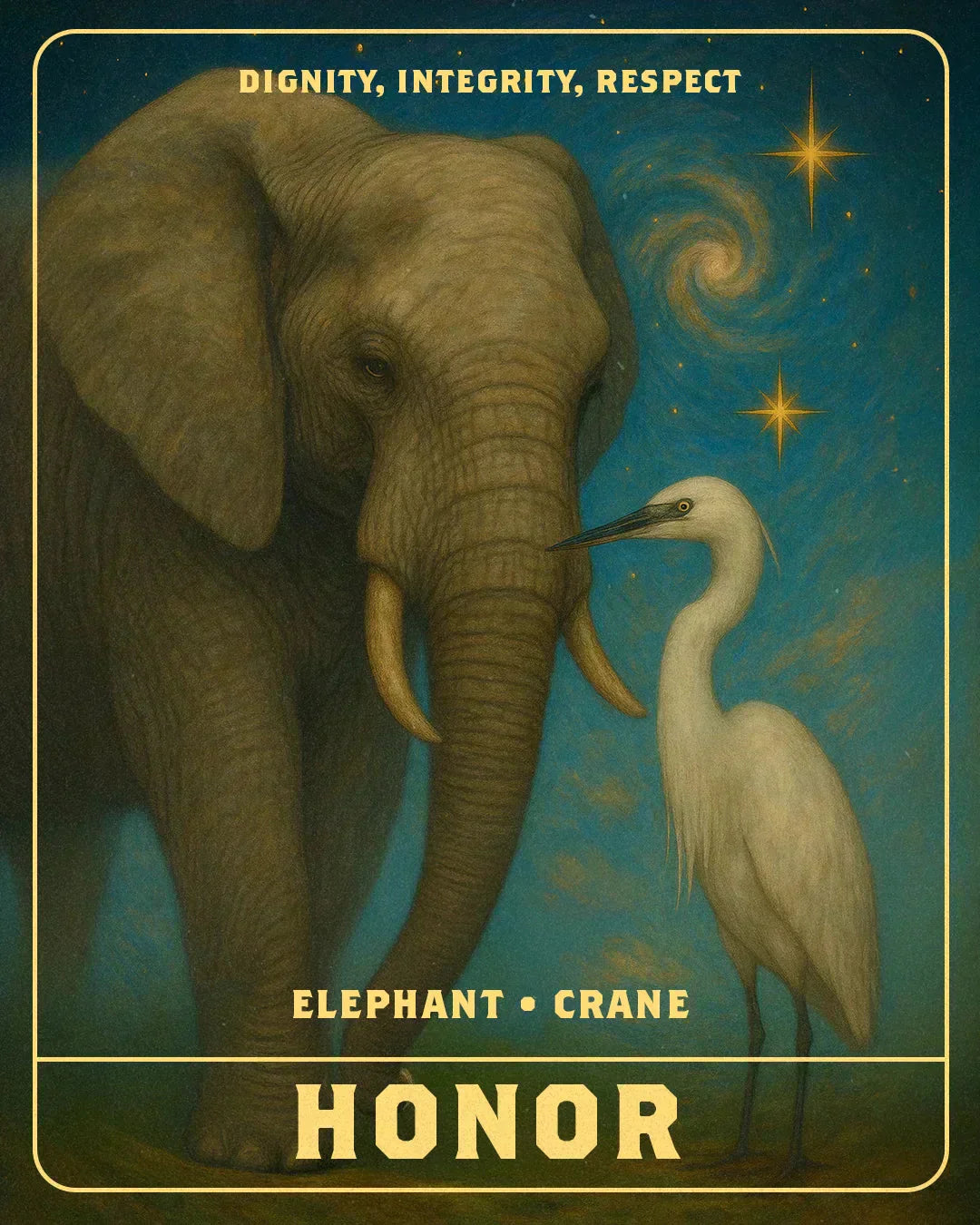 An AI image of an Elephant and a crane.