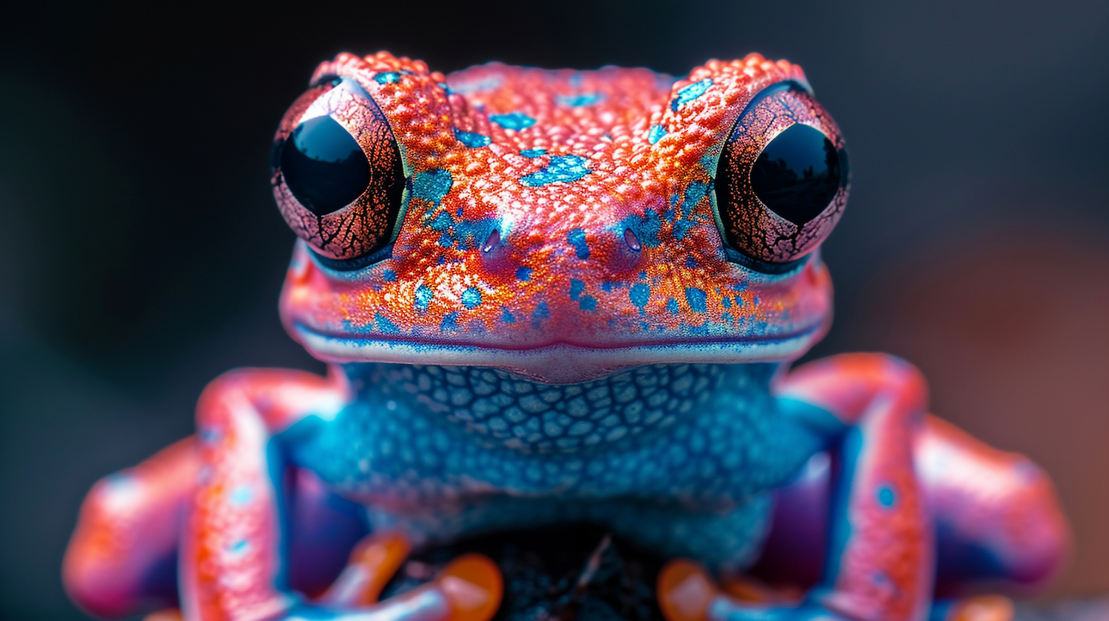 An AI image of a colorful frog.