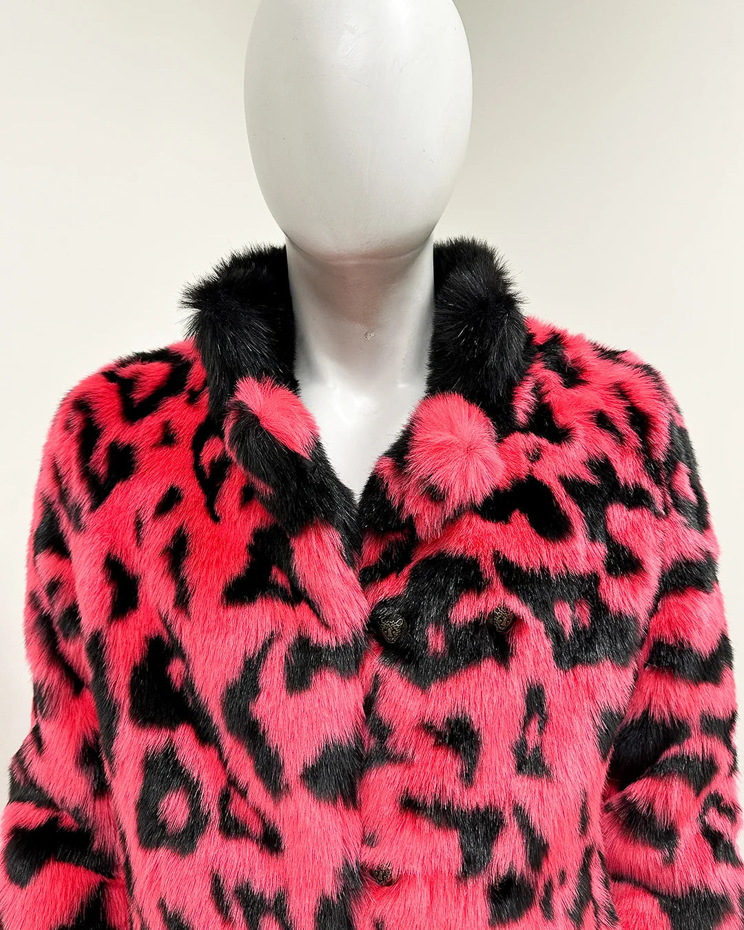 *One of a Kind* Long Faux Fur Coat | Pink Panther - Medium