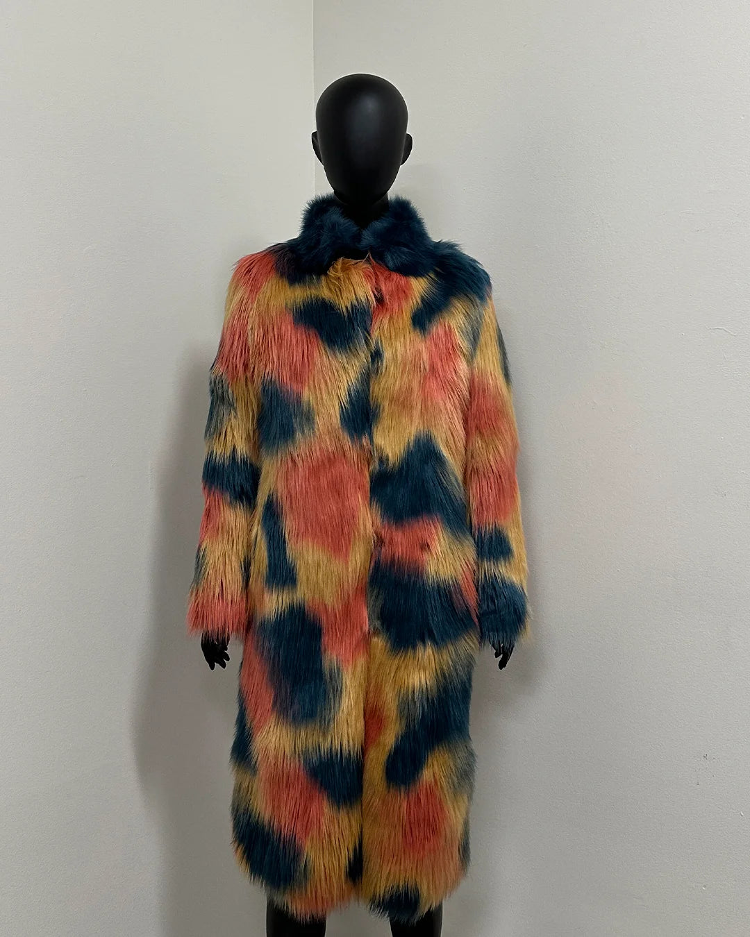 *One Of A Kind* Long Faux Fur Coat | American Swallow - X-Small