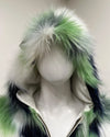 *Almost Purfect* Hooded Faux Fur Bomber Jacket | Emerald Hummingbird - Medium