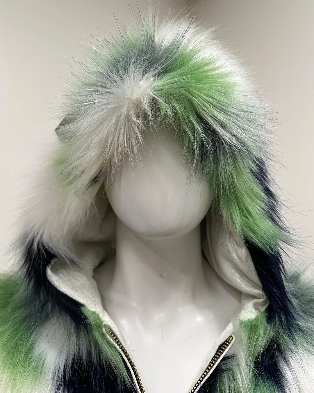 *Almost Purfect* Hooded Faux Fur Bomber Jacket | Emerald Hummingbird - Medium