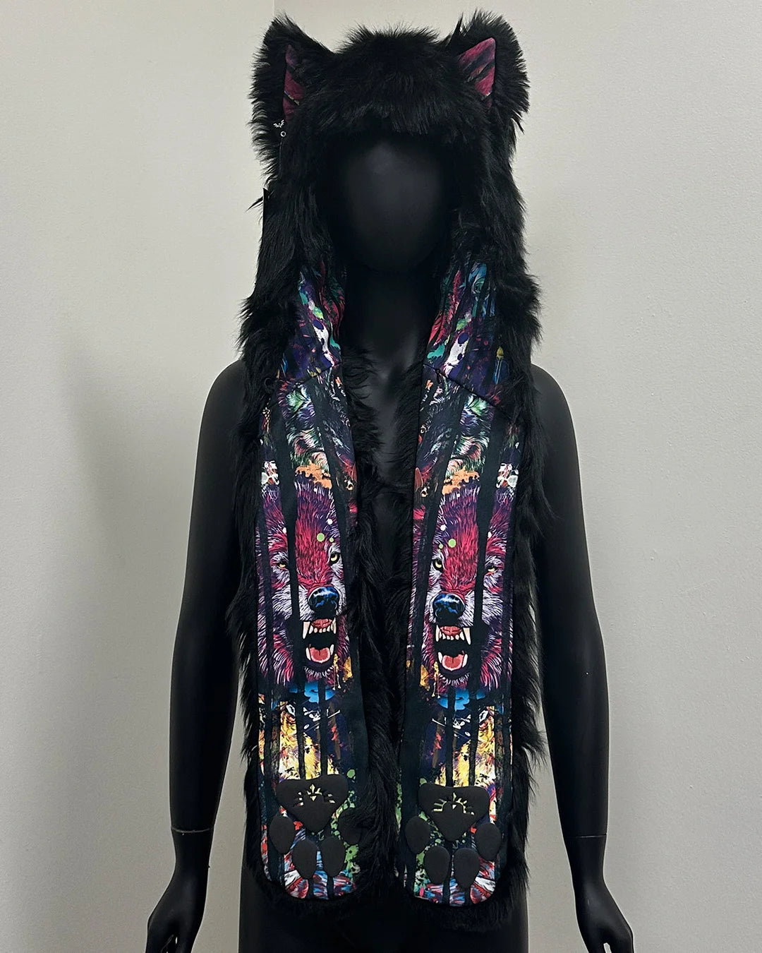 *Last Stock* Artist Edition Bart Cooper Faux Fur SpiritHood | Black Wolf