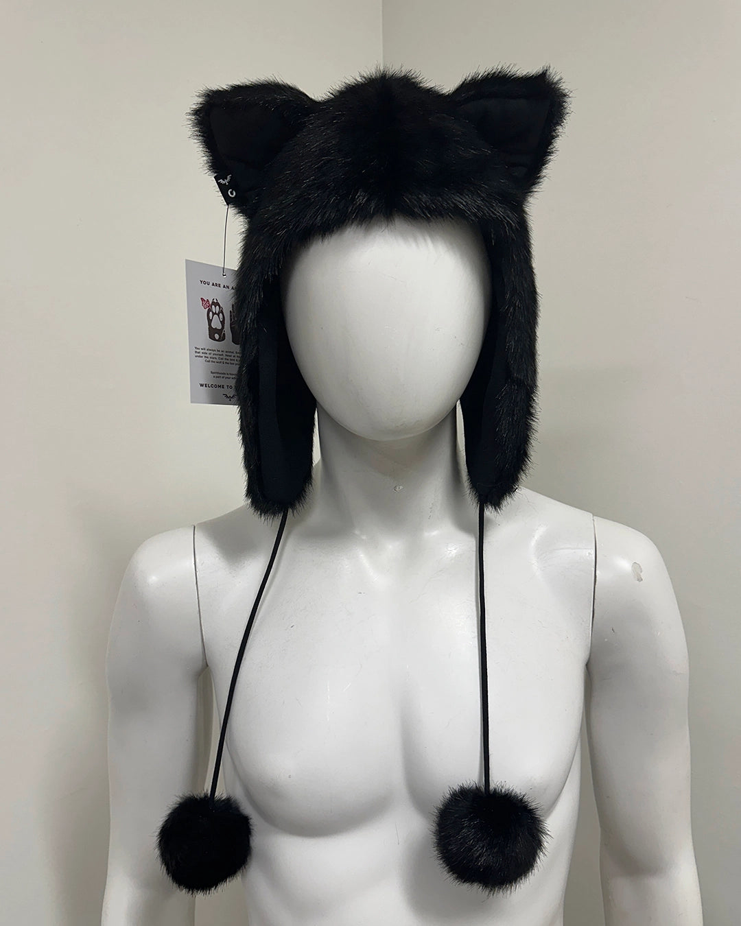 *One Of A Kind* Classic Faux Fur Half Hood with Sequin Patch | Black Panther