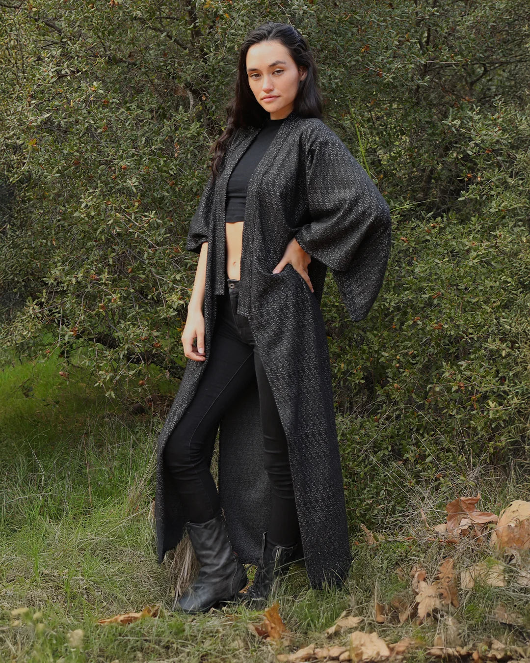 Unisex Kimono | Herringbone Black