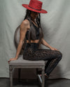High-waisted leopard print rave festival leggings for women.