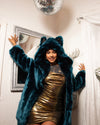Classic Women's Blue Faux Fur Coat | Royal Wolf