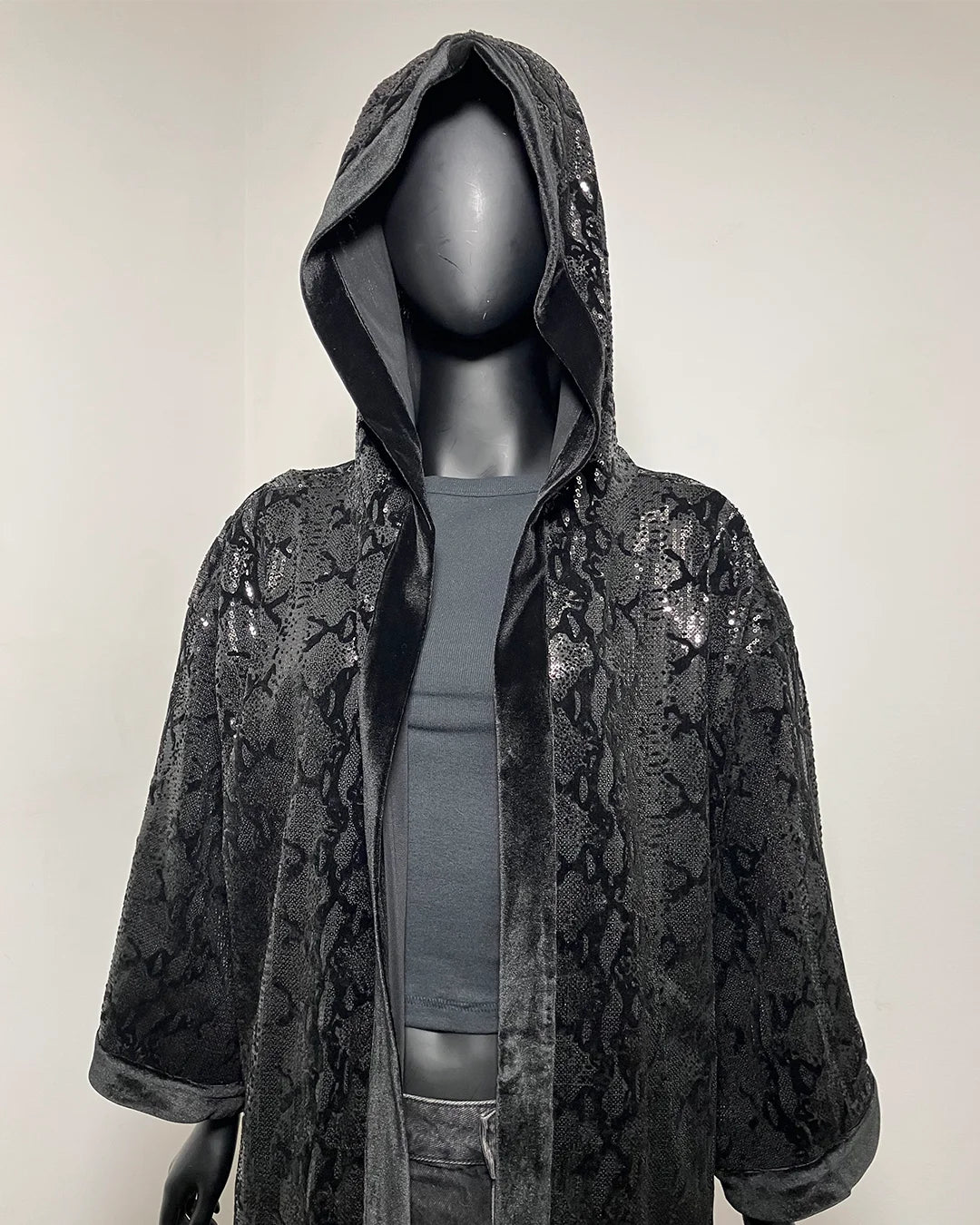 *Sample* Sequin Kimono | Black Snakeskin