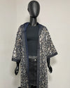*Almost Purfect* Silver Sequin Kimono | Blue Denim Leopard - S-M