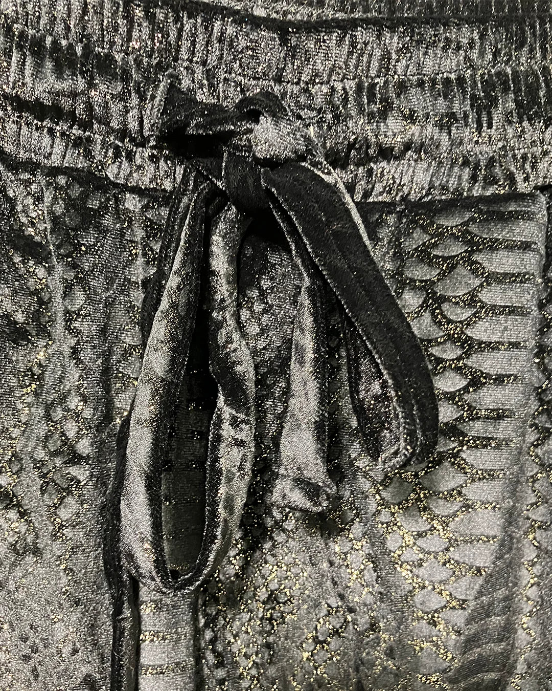 *Sample* Women's Black Velvet Shorts | Black Snakeskin - SMALL