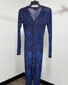 *Sample* Women's Burnout Velvet Full Bodysuit | Indigo Feline - LARGE