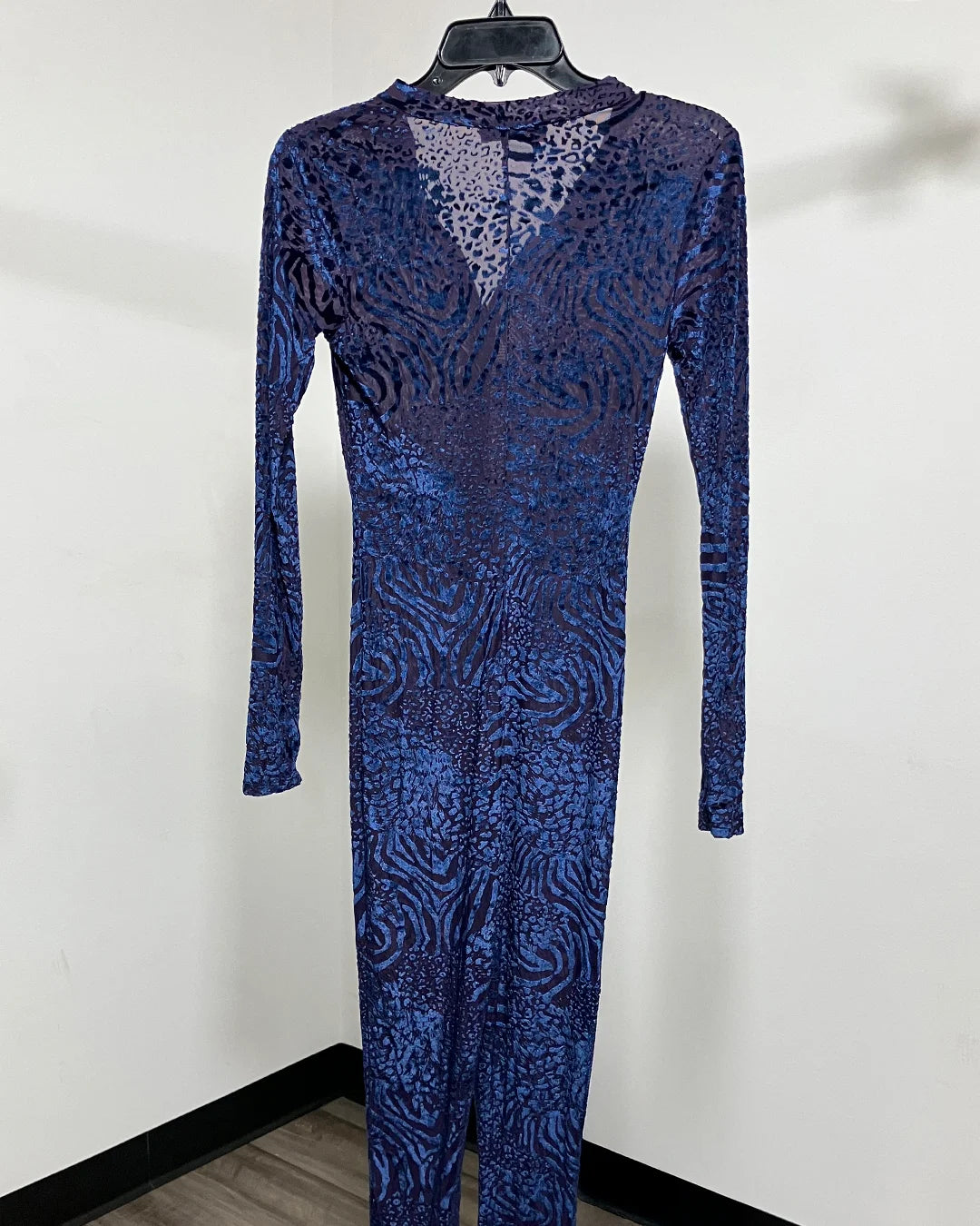 *Sample* Women's Burnout Velvet Full Bodysuit | Indigo Feline - LARGE