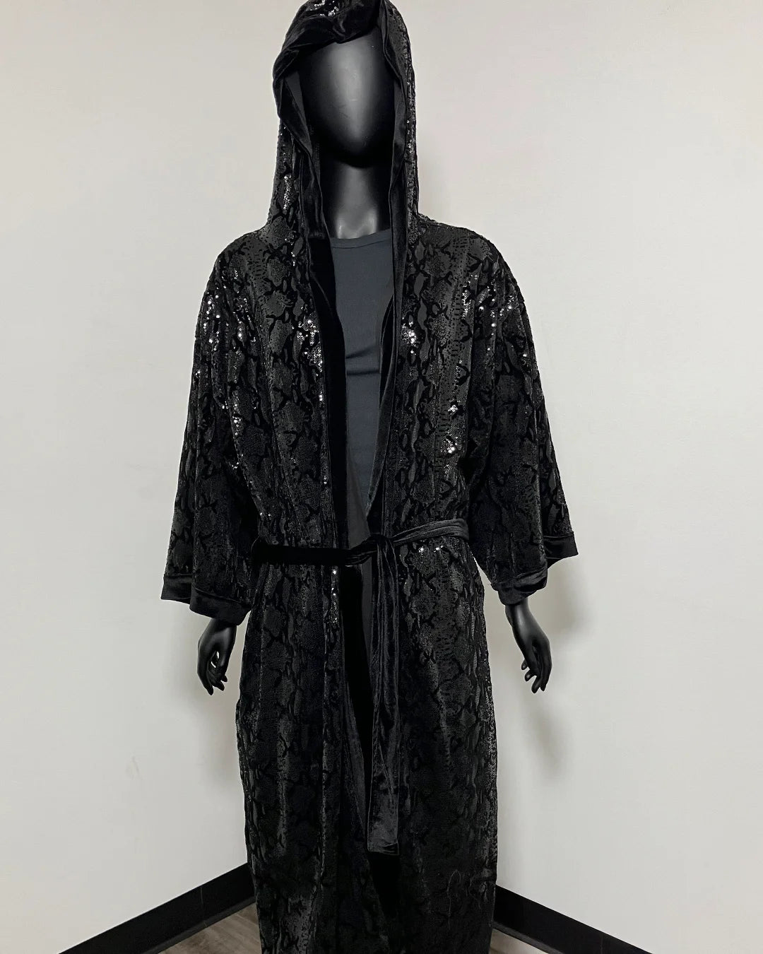 *Almost Purfect* Sequin Kimono | Black Snakeskin - LARGE-XL