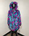 *Last Stock* Northern Lights Calico Leopard Classic Faux Fur Coat - SMALL