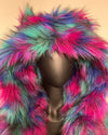 *Last Stock* Northern Lights Calico Leopard Classic Faux Fur Coat - SMALL