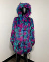 *Last Stock* Northern Lights Calico Leopard Classic Faux Fur Coat - SMALL