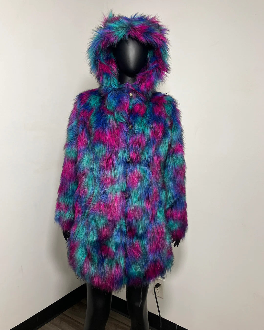 *Last Stock* Northern Lights Calico Leopard Classic Faux Fur Coat - SMALL