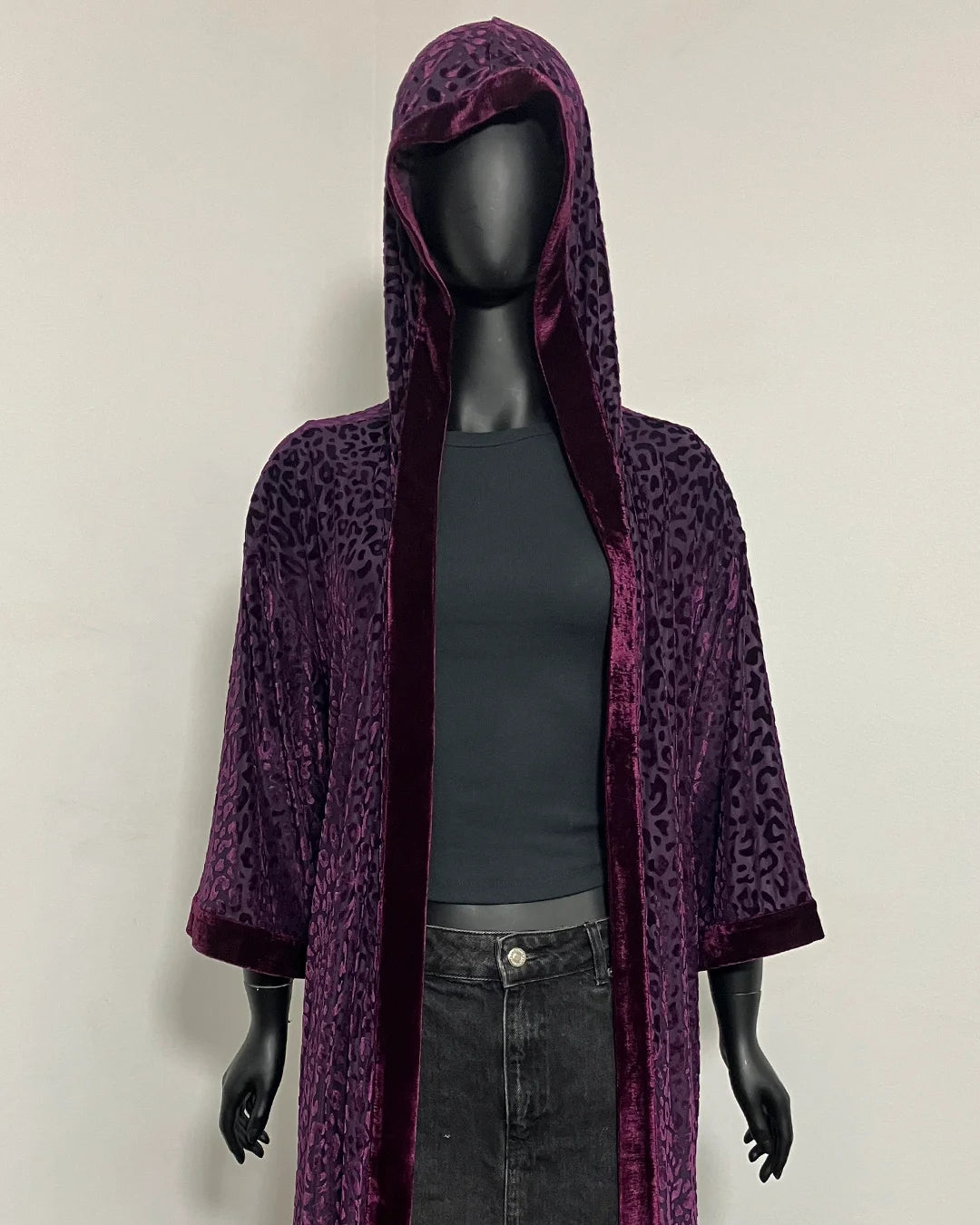 *Almost Purfect* Velvet Kimono | Purple Leopard -SMALL-MEDIUM
