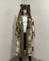 *One Of A Kind* Classic Long Faux Fur Coat | Cocoa Wolf - Medium